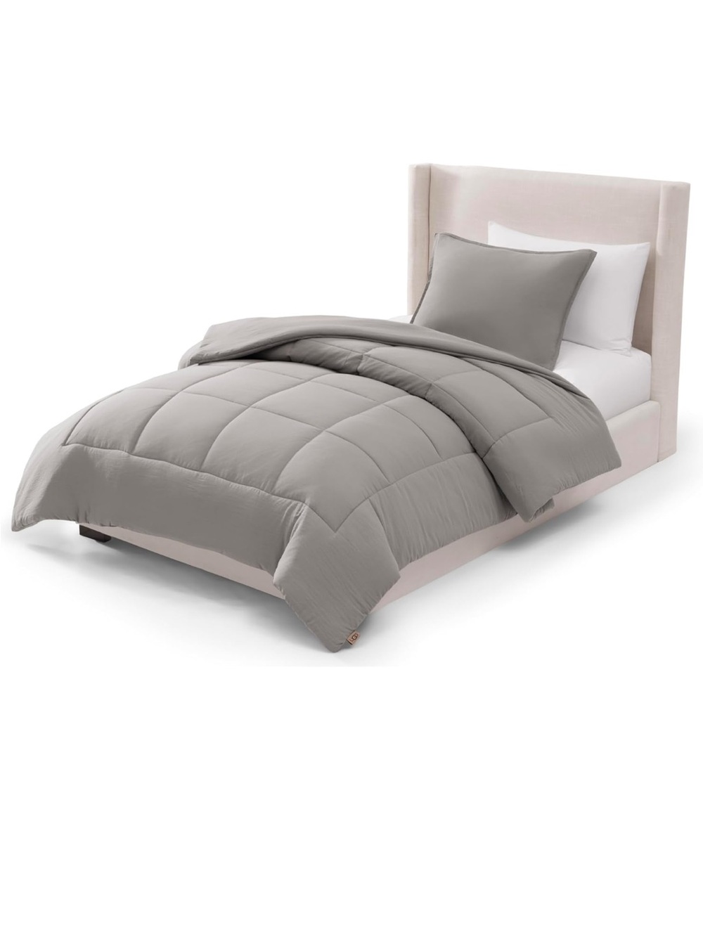 UGG Leonora Twin Comforter Set, Lightweight & Soft, 2-Piece, Seal Grey